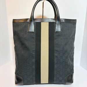 Gucci Black and Tan Vertical Tote